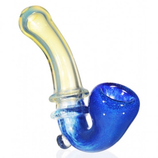 5\" Fumed Ridged Sherlock Glass Pipe - Blue New