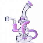 8" 3 Arm Mini Recycler Dab Rig - 14mm Male Bowl and Banger - Pink New