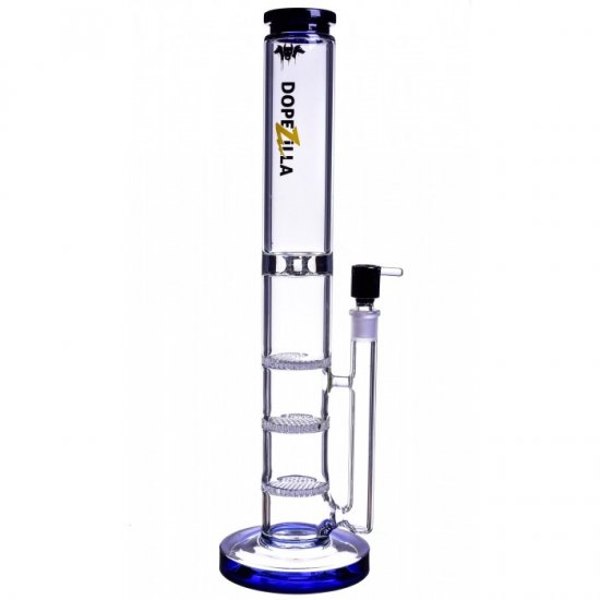 16\" Extra Heavy Triple Honeycomb Perc Bong Water Pipe With Matching Bowl - Black New