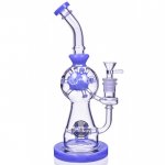 Smoke Propeller Dab Rig - 12" Dual Spinning Propeller Perc To Swiss Faberge Egg Perc - Blue New