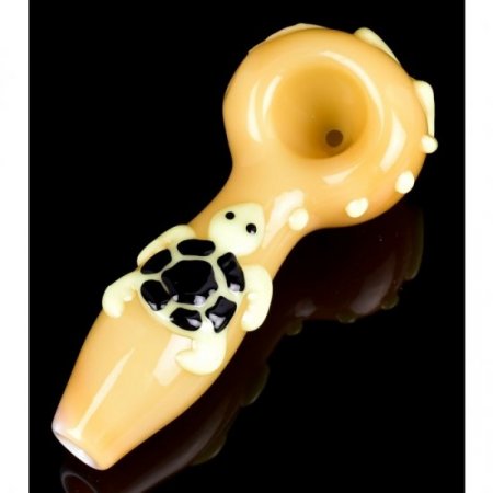 The Dark Power - Glow In The Dark 5" Turtle Glass Hand Pipe - Yellow New