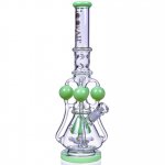 The Amazonian Trophy - LOOKAH PLATINUM SERIES - 19" SMOKING BONG WITH 4 CIRCULAR CHAMBER RECYCLER AND SPRINKLER MUSHROOM PERC - Clear Green New