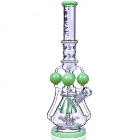 The Amazonian Trophy - LOOKAH PLATINUM SERIES - 19" SMOKING BONG WITH 4 CIRCULAR CHAMBER RECYCLER AND SPRINKLER MUSHROOM PERC - Clear Green New