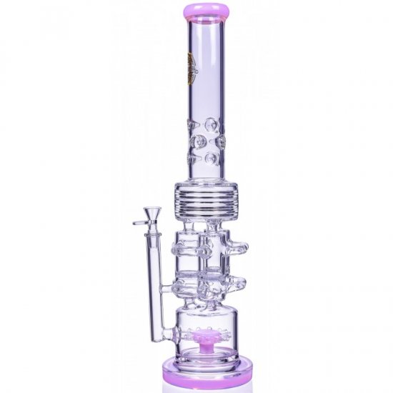 The Skywrap - 20\" Triple Honeycomb Barrel To Sprinkler Perc Bong - American Pink New