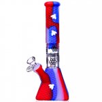 SMOKE PYRAMID - 11" STRATUS PYRAMID SILICONE BONG WITH 19MM DOWN STEM AND 14MM BOWL - Old Glory Red New
