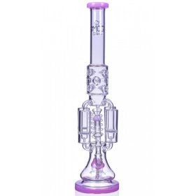 Chamber's of Secrets - SMOQ Glass - 22" Quad Honeycomb to Sprinkler Perc Bong - Pink New