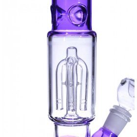 12" Slotted 4 Arm Tree Perc Glass Bong Water Pipe - Girly Hot Purple Bong New