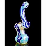 Smoki'n Sky - 6" Fumed Heavy Weight Bubbler - Blue Accent New