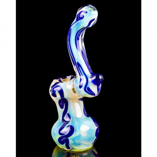 Smoki\'n Sky - 6\" Fumed Heavy Weight Bubbler - Blue Accent New