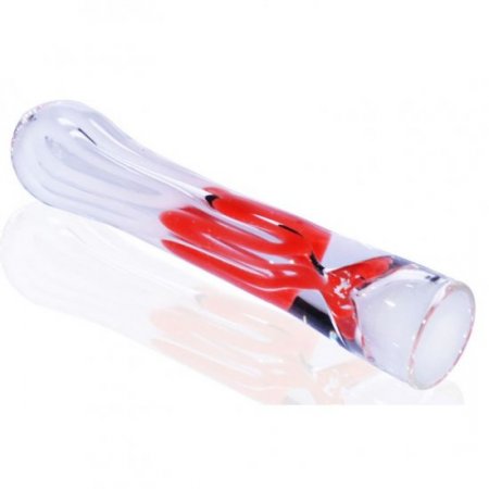 3" Striped Chillum - Red N White New