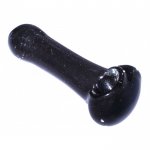 3.5" Marble Swirled Glass Spoon Hand Pipe - Smooth Black New