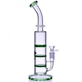 Tower Of Smoke - Diamond Glass? - 12" Double Honeycomb To Turbine Perc Bong - Green New