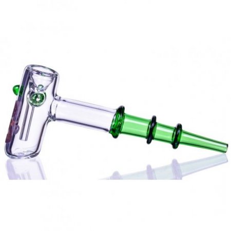 J?rmungandr - 7.5" Tripe Ringed Hammer Bubbler - Green New