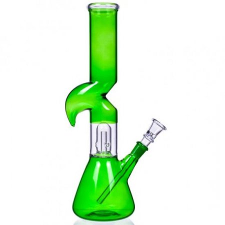 Smoke Rhinoceros - 12" Inline Dome Perc Zong Bong - Green New