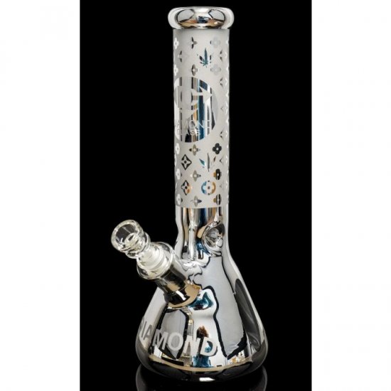 Blaze the Smoke - Diamond Glass? - 13\" 7mm Thick Beaker Bong New