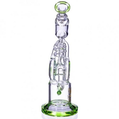 Smoker's Gun - Lookah? - 12" Coil To Inline Perc Bong - Green New