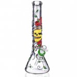 Happy Skull - 15" Bong with Hand Painted 'Sugar Skull' New