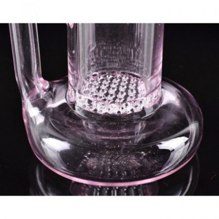 7" Micro Honeycomb Oil Rig Water Pipe Tilted - Saucer Chamber - Pink Tinted Glass New