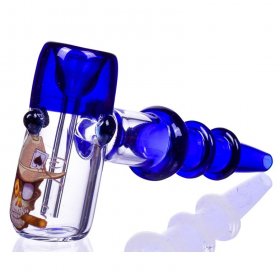 King of The Dead - 7.5" Tripe Ringed Hammer Bubbler - Blue New