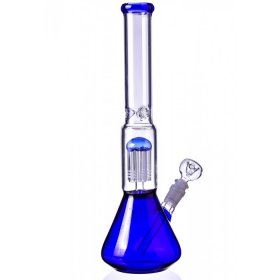 14" Beaker Base Bong with 8-Arm Tree Perc Water Pipe - Blue New