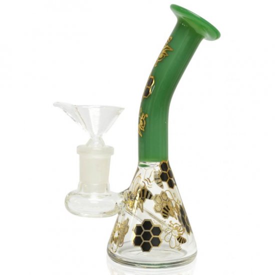 5\" Holographic Golden Honeycomb Water Pipe - Green New