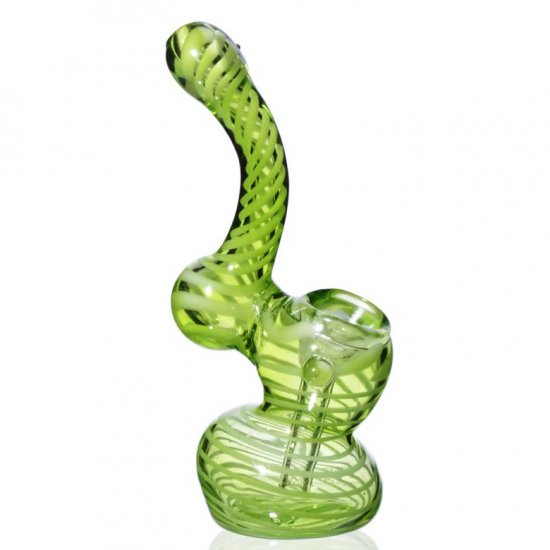 5\" Mini Swirled Bubbler Pipe - Neon Green New