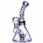 The Cyclone - 7" Twisted Neck Matrix Beaker Bong Water Pipe - Ash Black New