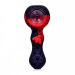 Stratus - 4" Silicone Hand Pipe With Honey Comb Design - Blackish Red New
