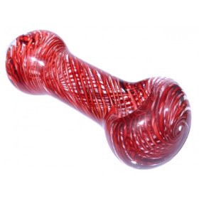 3" Hypnotic Glass Spoon Hand Pipe - Red swirls New