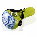 3" Zig Zag Head Horn Glass Spoon Hand Pipe - Green New