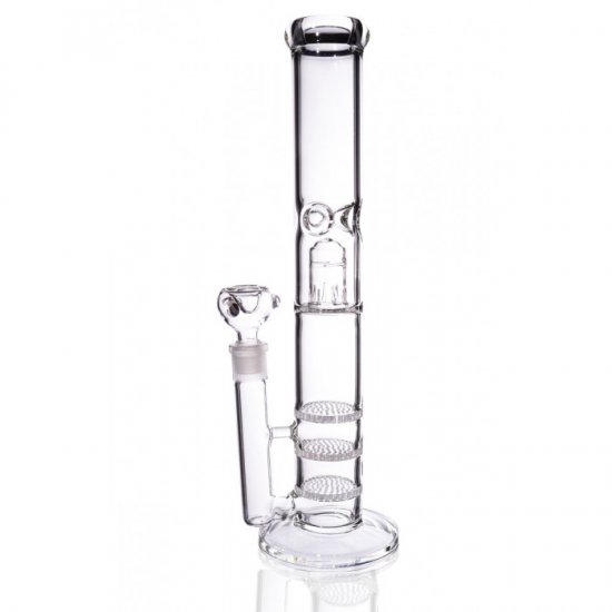 15\" Triple Honeycomb Bong With Slotted Dome Perc New