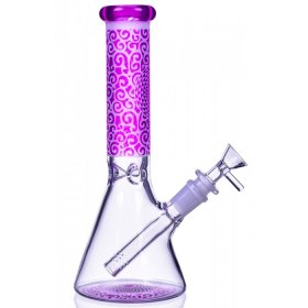 Magic Circle - 10" Frosted Geometric Beaker Base Bong - Hot Purple New