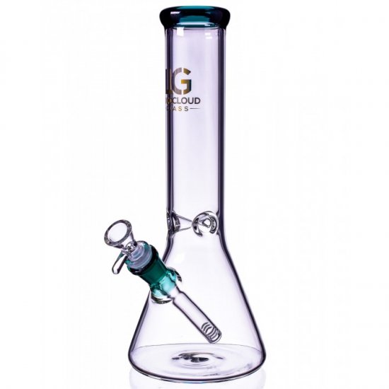 12\" Loud Cloud Glass Thick Clear Beaker Base Bong Water Pipe - Teal New