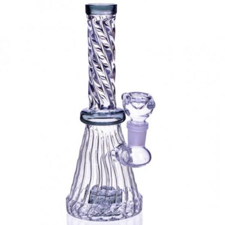 Mortal Smoke - 8" Spiral Design Matrix Perc Beaker Bong - Ash Black New