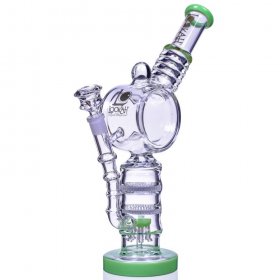 The Colosseum - Lookah? - 15" Donut Recycler Honeycomb to Sprinkler Perc Bong - Milky Green New