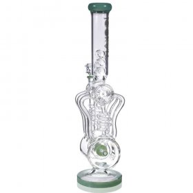 The Missing Alderaan Relic - Lookah Platinum Series Bong - 18" Barrel Spiral Blast Recycle Ice Glass Bong - Lake Green New