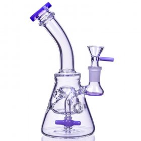 8" Titled Propeller Perc Fabegg Base Bong - Purple New