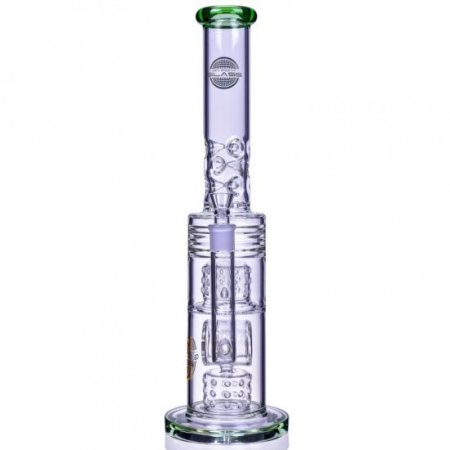 The Wicked Tower - On Point Glass - 18" Straight Swiss to Donut Perc Bong - Ice Blue New