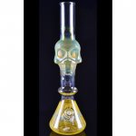 16" Skull Glass Bong Water Pipe - Golden Fumed New