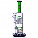 The Warrior - 11" Heavy Double Tree Perc Bong Water Pipe On Duty - Green New