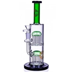 The Warrior - 11" Heavy Double Tree Perc Bong Water Pipe On Duty - Green New