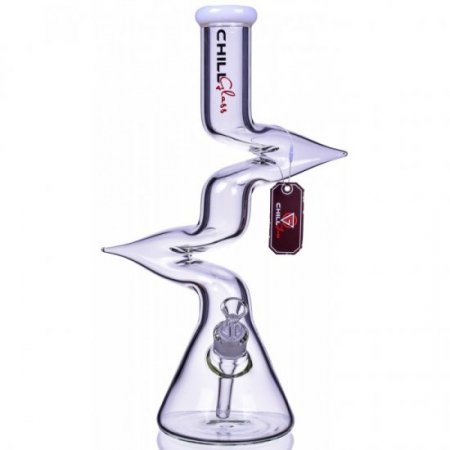 Chill Glass 17" Double Monster Zong Bong Water Pipe - White New