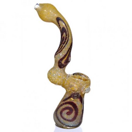 8" Swirled Fritted Bubbler - Golden New