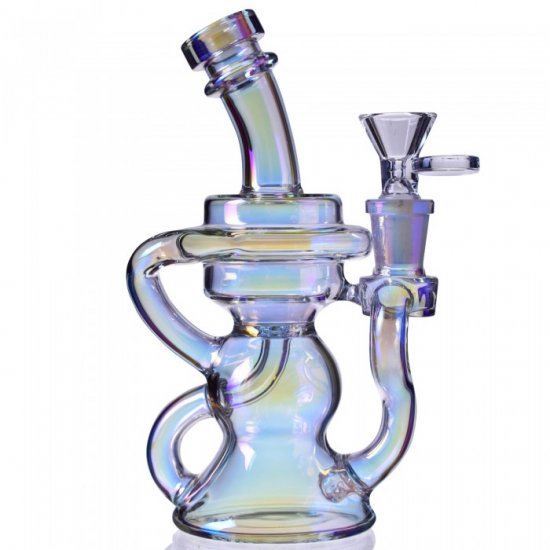 J\'onn J\'onzz\'s Bong - 6\" Golden Fumed Shiny Smoking Recycler - Purple Hue New