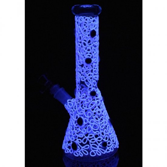 Glow Eyes 11\" Glow In The Dark Beaker Bong - Purple New