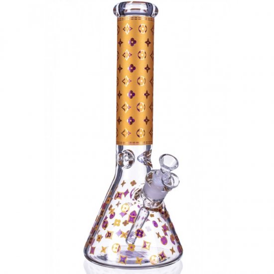 Luxury Louis Fashion Bong - 14\" 7MM Thick Beaker Bong - Golden New