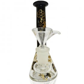 5" Holographic Golden Honeycomb Water Pipe - Black New
