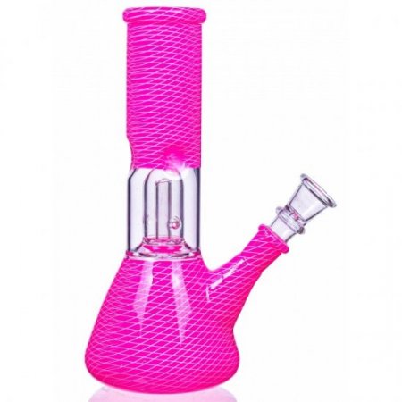 8" Matrix Percolator Girly Bong With Down Stem and built in Bowl - Hot Pink New