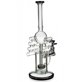 The Invader - 12" Ash Black Bong with Deep Well Injection Perc to Dual Ripper Tubes New