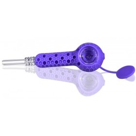Stratus - 2 in 1 Honey Dab Straw and Silicone Hand Pipe - Purple New